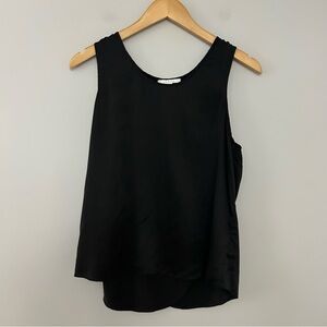 Lunya Washable Silk Tulip Hem Black Tank Top
